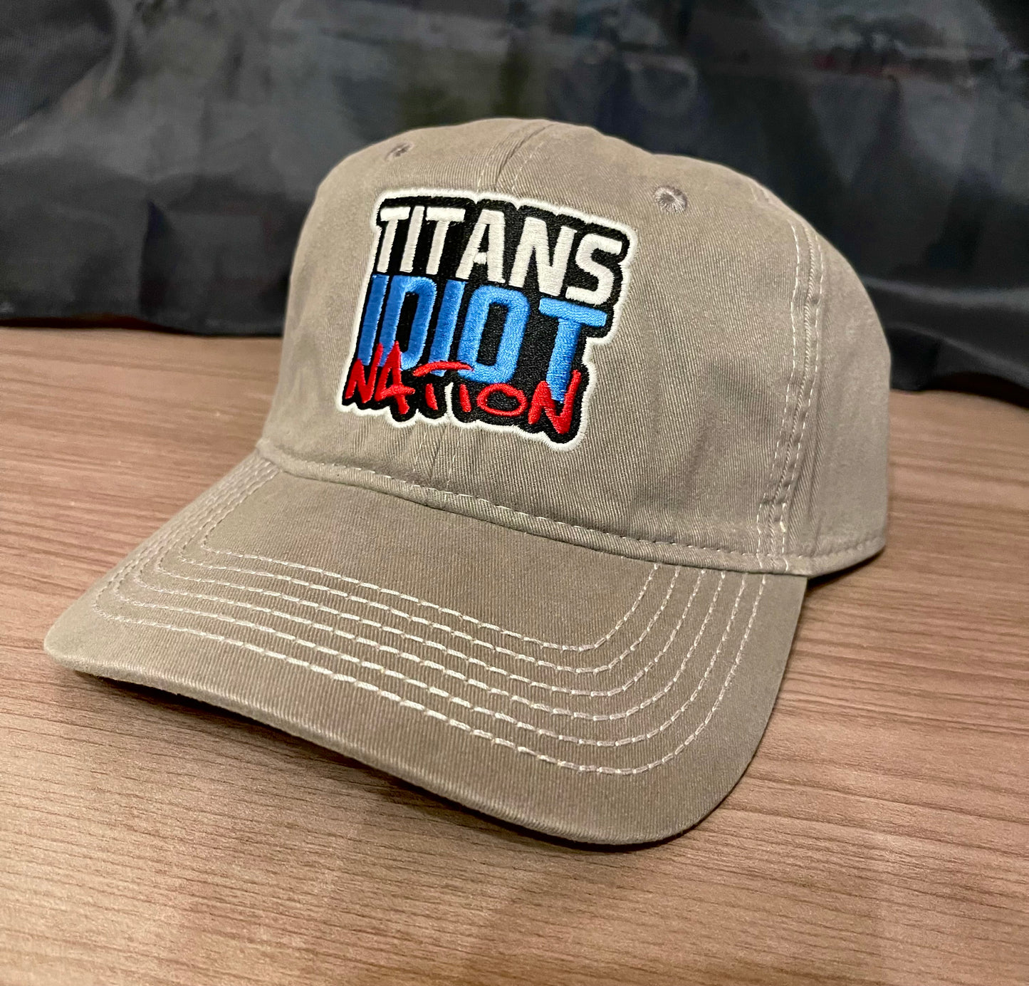 Titans Idiot Nation "Stacked" Un-Structured Hat : Graphite Color :: Leather Adjustable Back