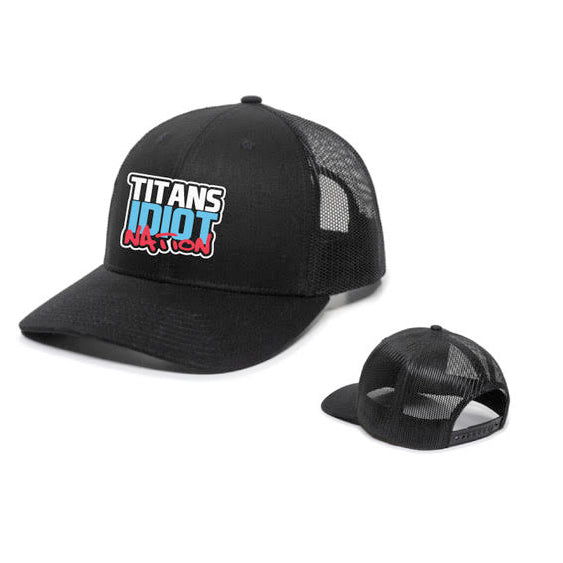 Titans Idiot Nation "Stacked" Structured Hat : Black w/ Black Mesh : Snap Back